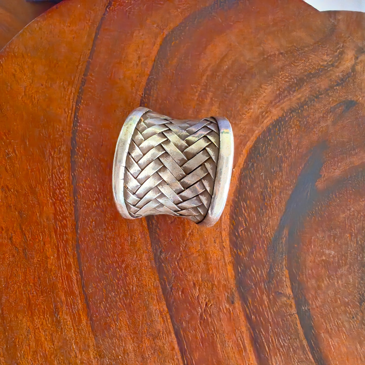 Boho Braided Sterling Silver Ring Medium (ii)