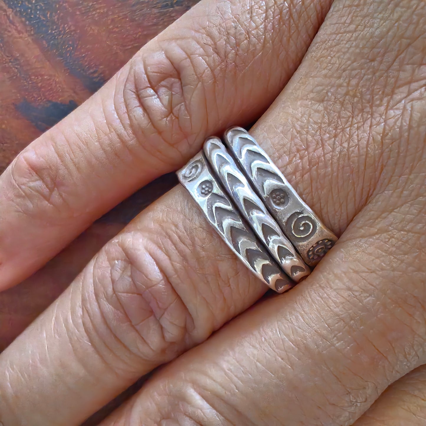 Boho Sterling Silver Adjustable Textured Spiral Ring