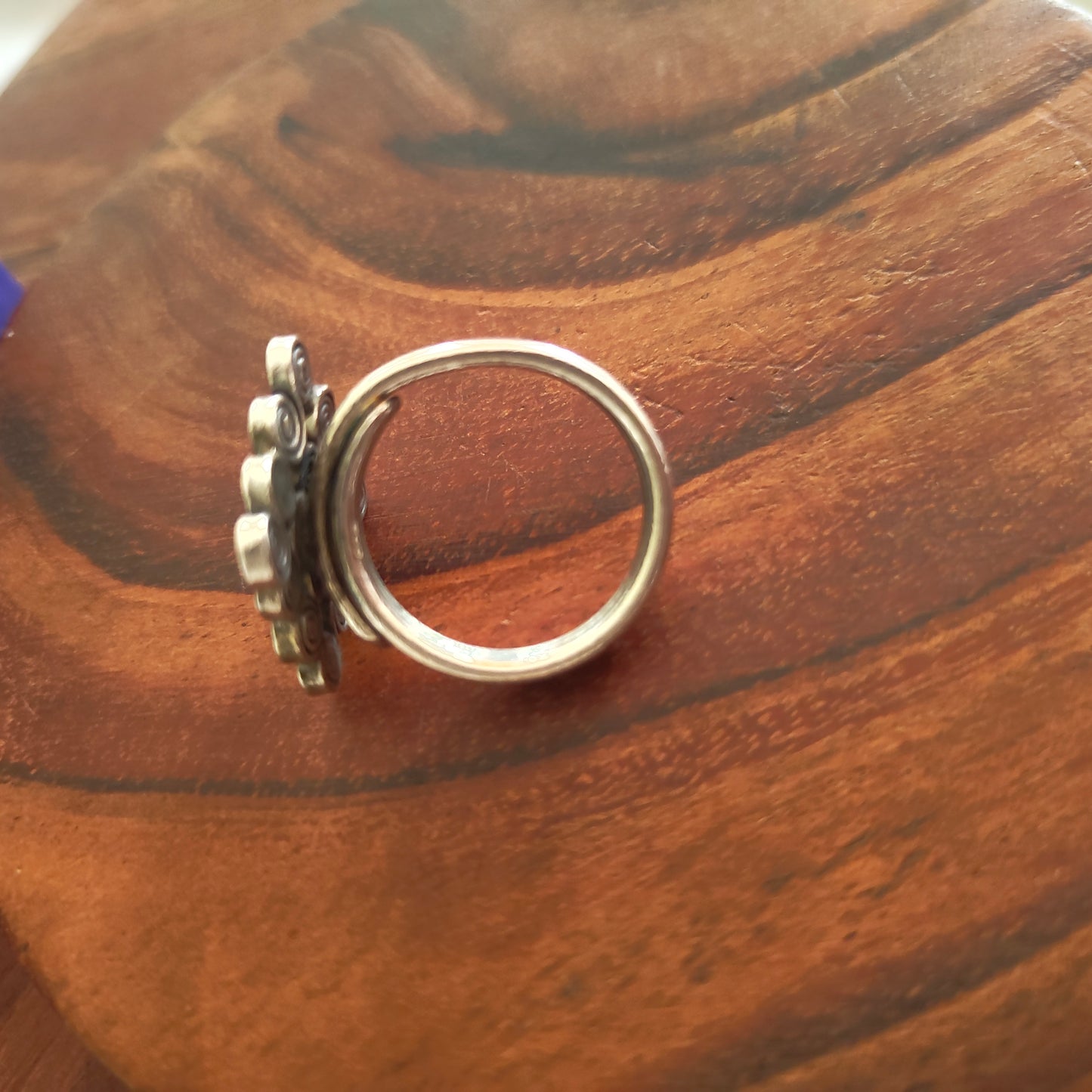 Spiral 925 Silver Adjustable Square Ring