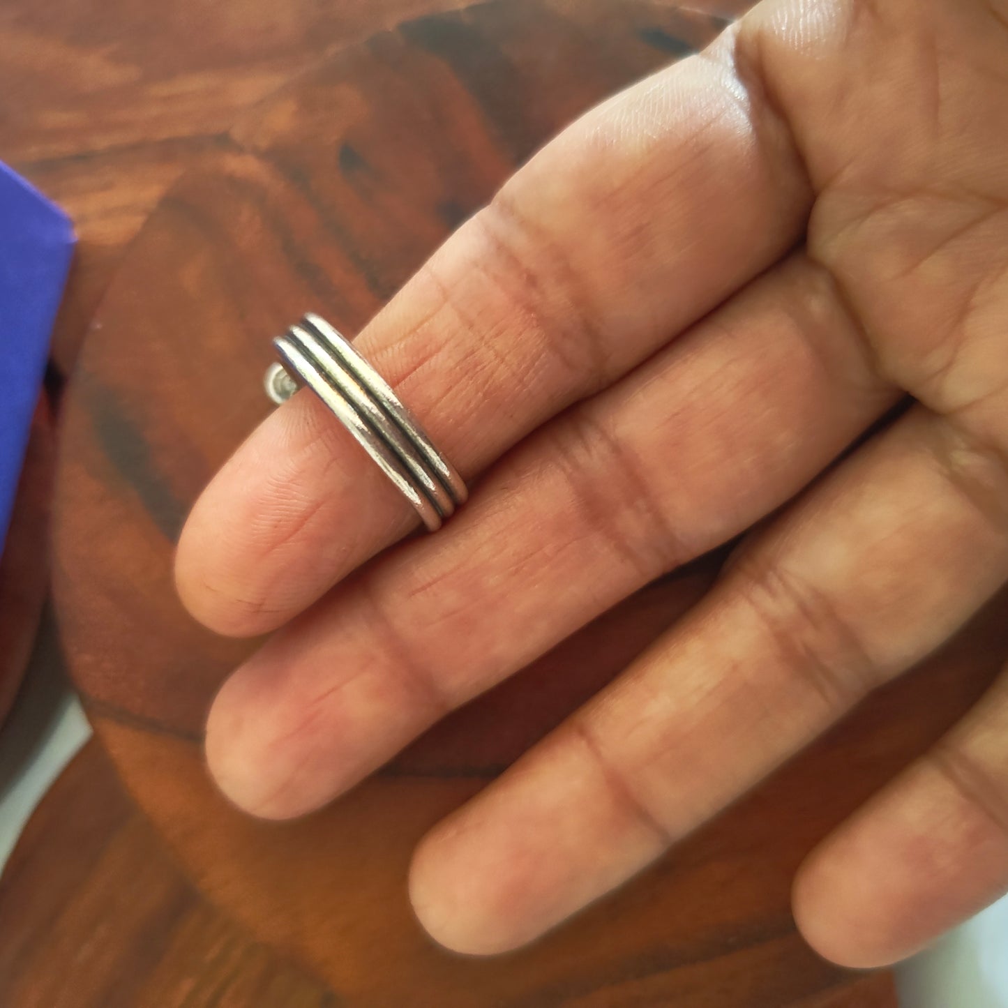 Spiral 925 Silver Adjustable Square Ring