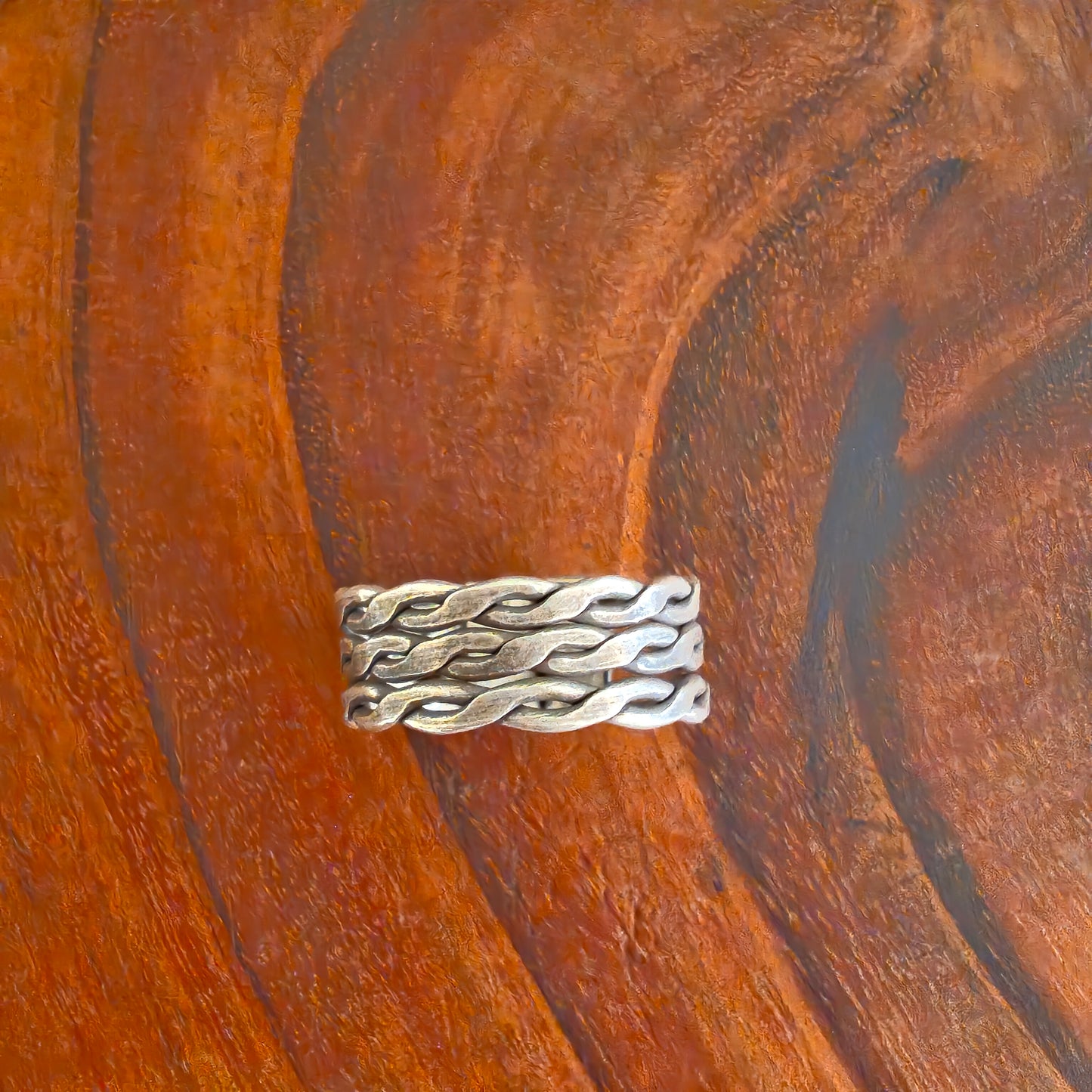 Wire Weaved Three Line Adjustable Unisex Band Ring