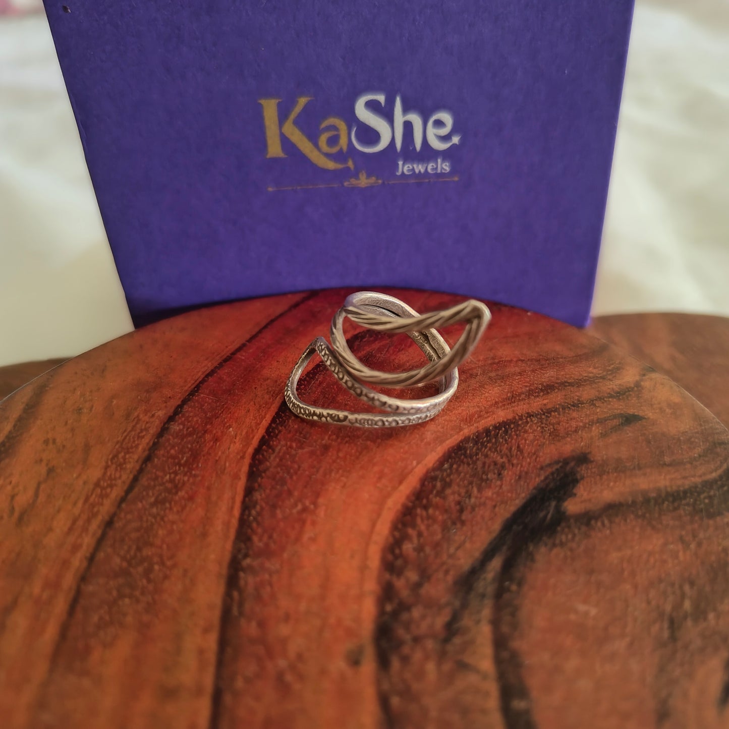 925 Silver Spiral Modern Sleek Adjustable Thin Textured Wire Ring