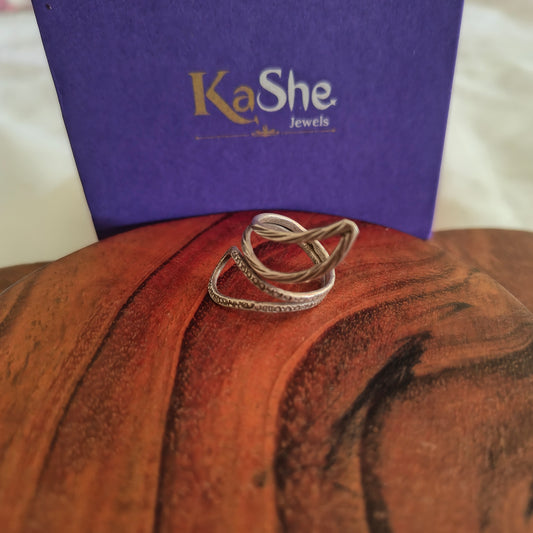 925 Silver Spiral Modern Sleek Adjustable Thin Textured Wire Ring