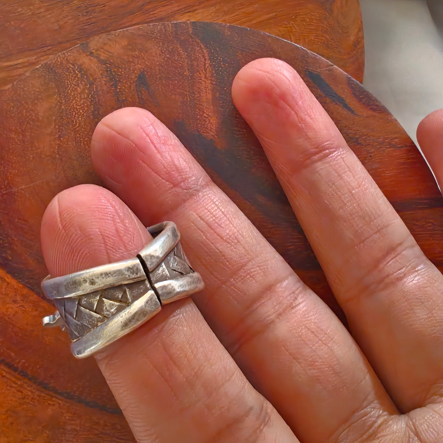 Boho Braided Adjustable Sterling Silver Ring With Elephant Flower Leaf Bud Charms
