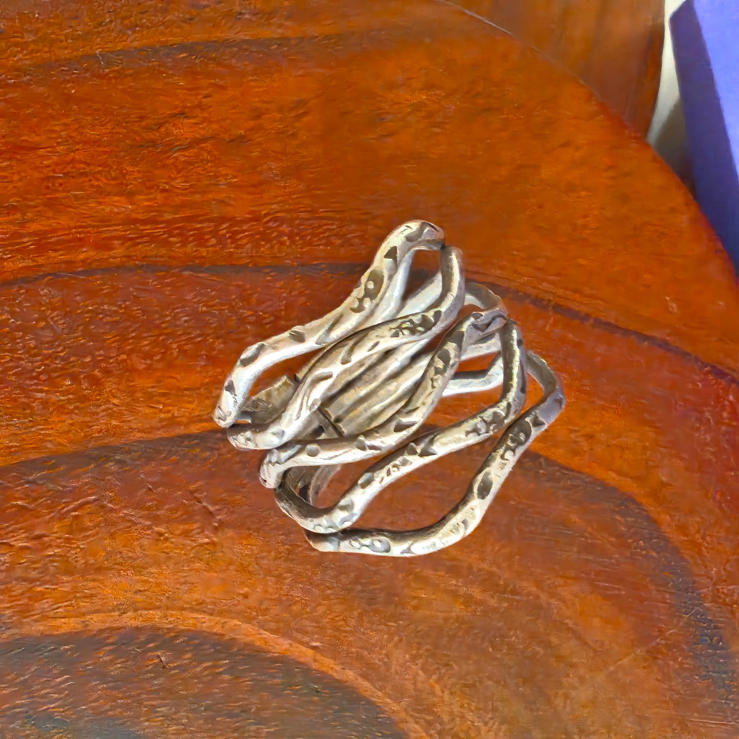 Boho Wavy Wire Textured  Sterling Silver Ring (ii)