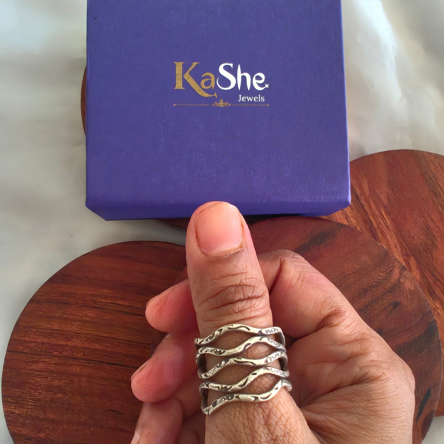 Boho Wavy Wire Textured  Sterling Silver Ring (ii)