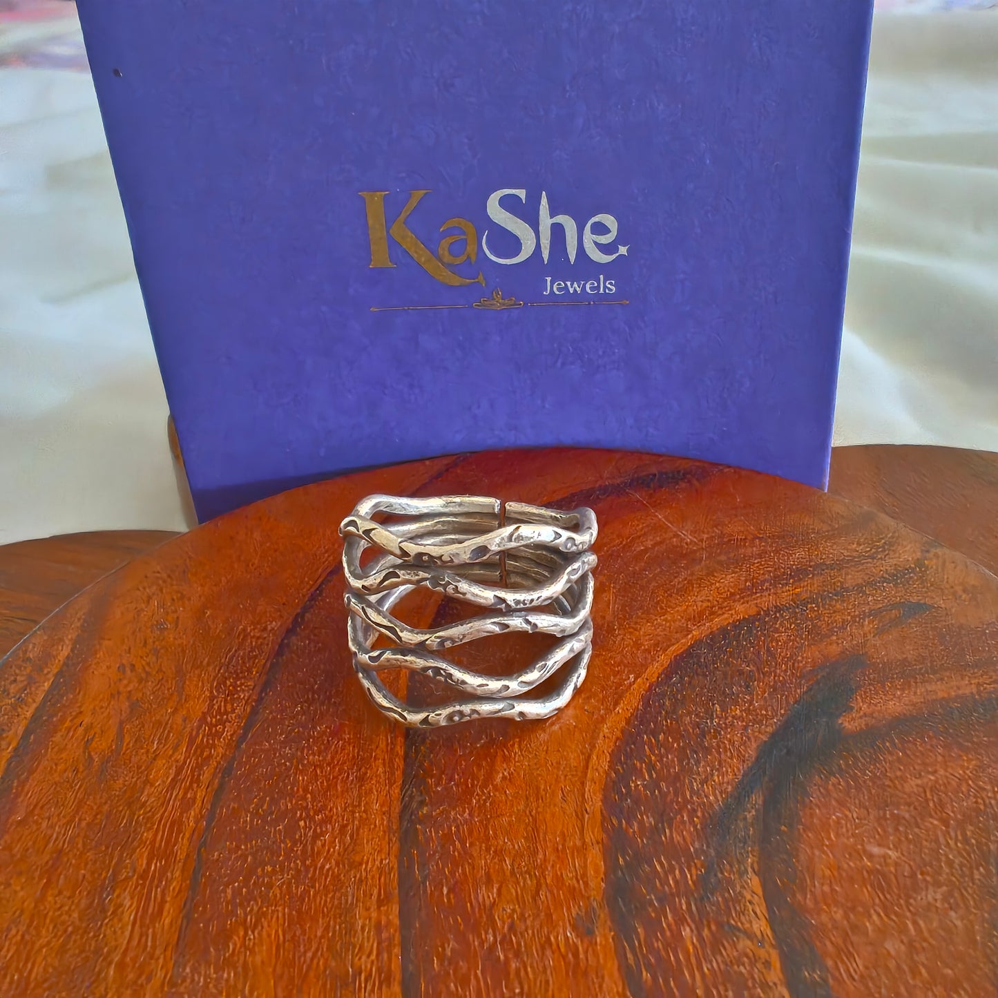 Boho Wavy Wire Textured  Sterling Silver Ring (ii)