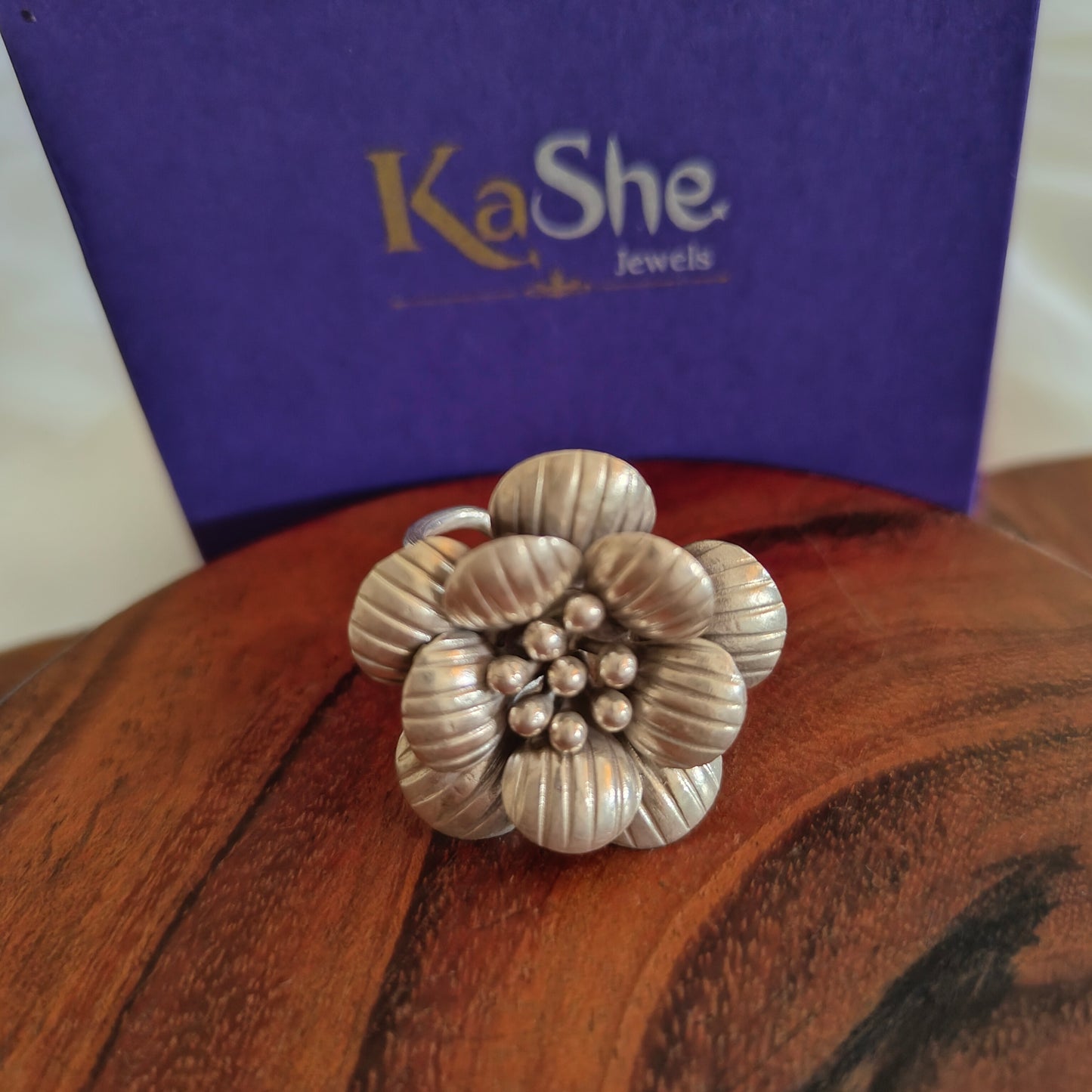 Statement Exclusive 3D Textured Petal  Floral Ring