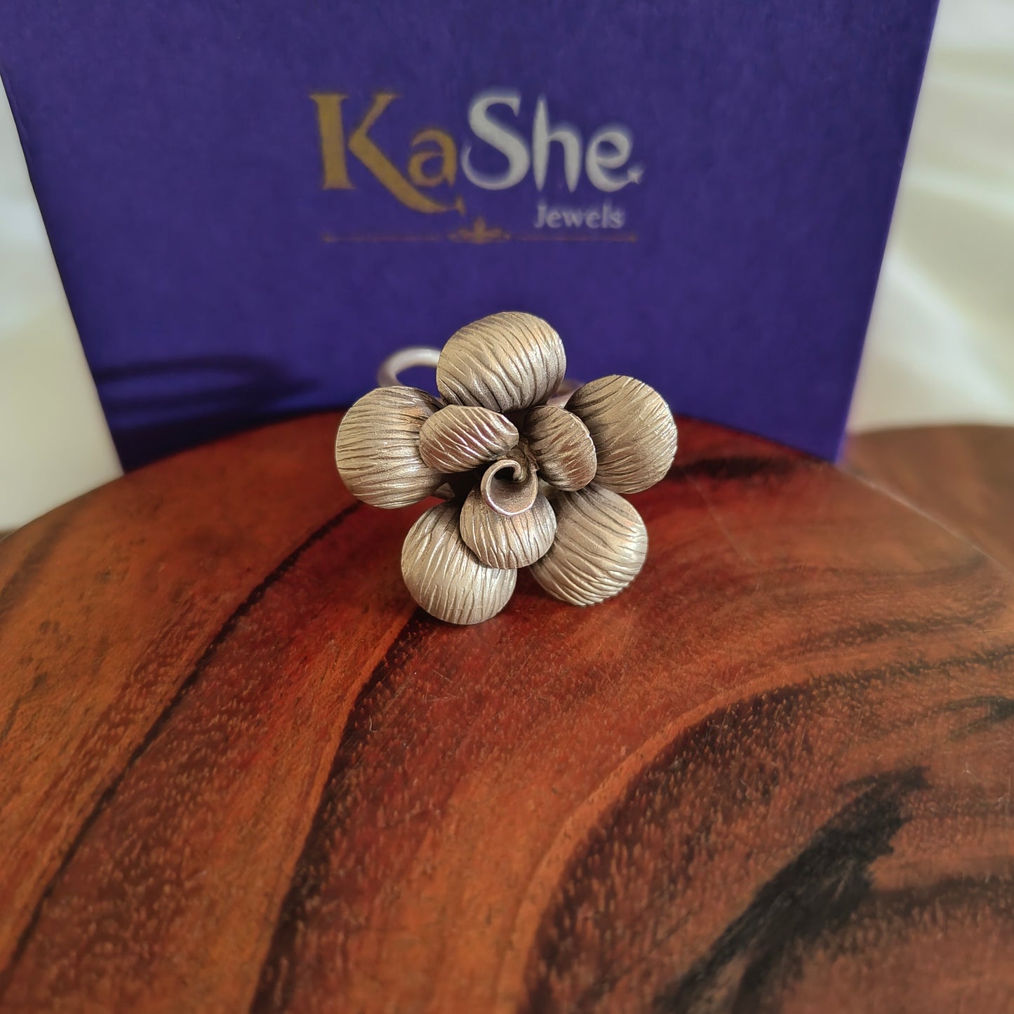 Statement Exclusive 3D Soft Textured Petal Rose Floral Ring
