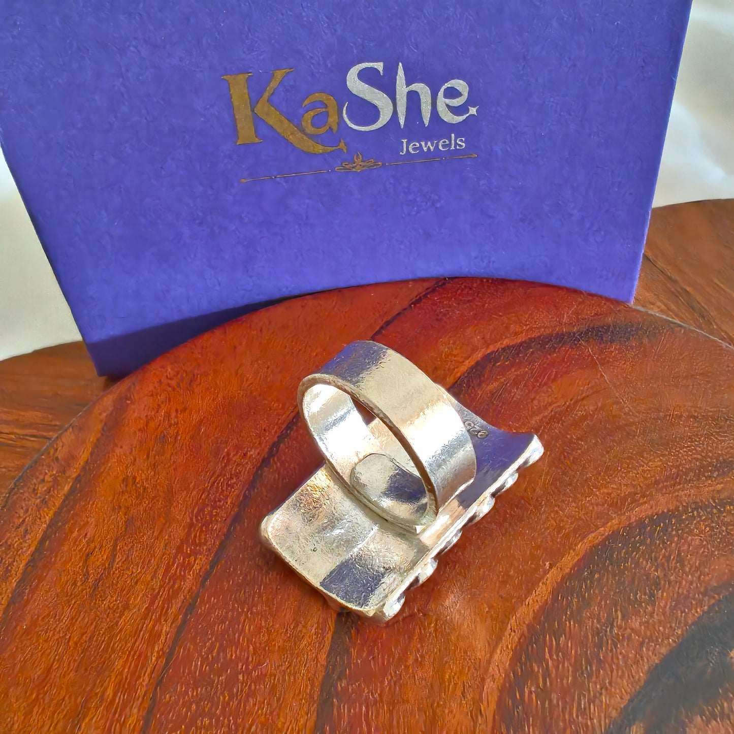 Spiral 925 Silver Excuisite Statement Adjustable Rectangular Ring Long