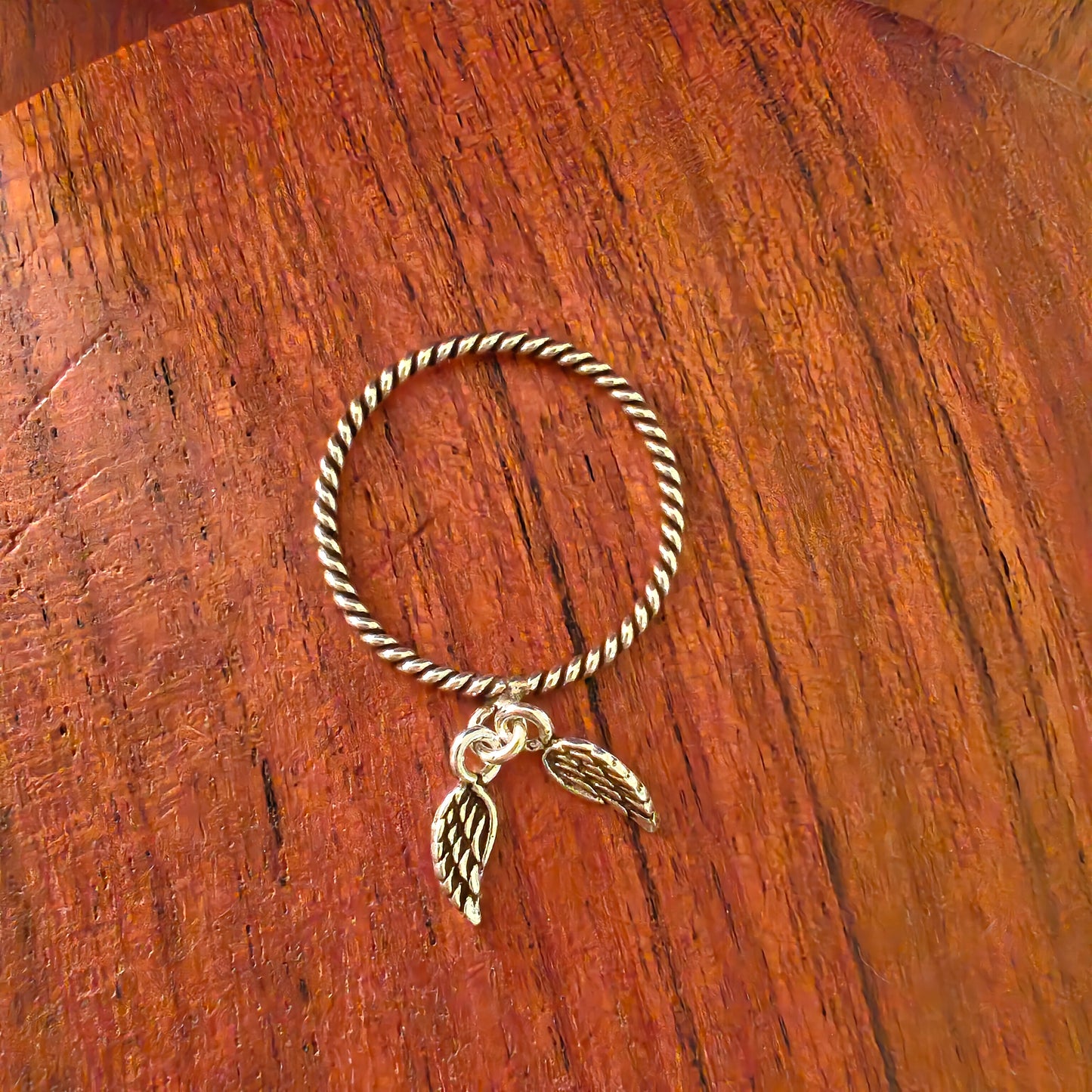 925 Silver Wings Charms Dainty Ring With Texture (7)