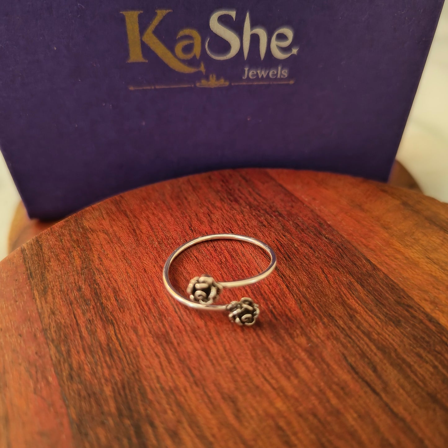 925 Silver Double Rose Dainty Ring (size 8)