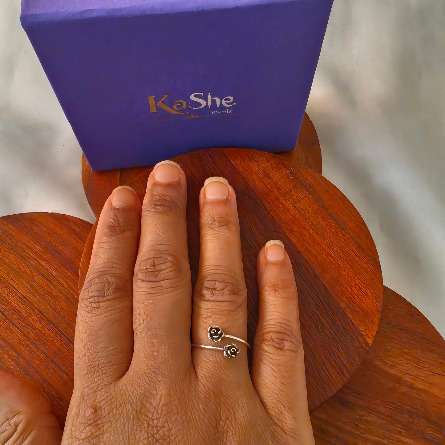 925 Silver Double Rose Dainty Ring (size 8)