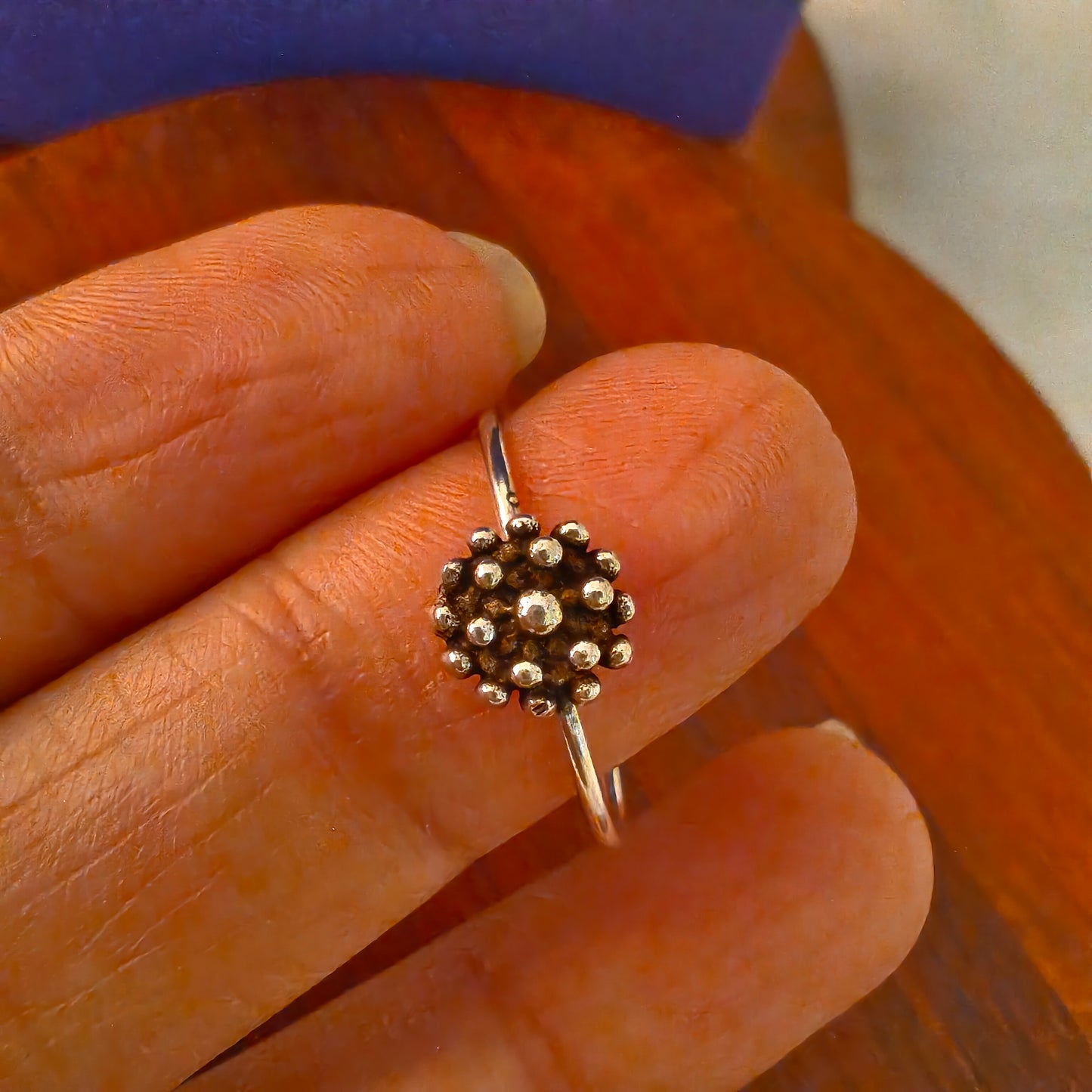 925 Silver Floral Classic Dainty Ring (size 8)
