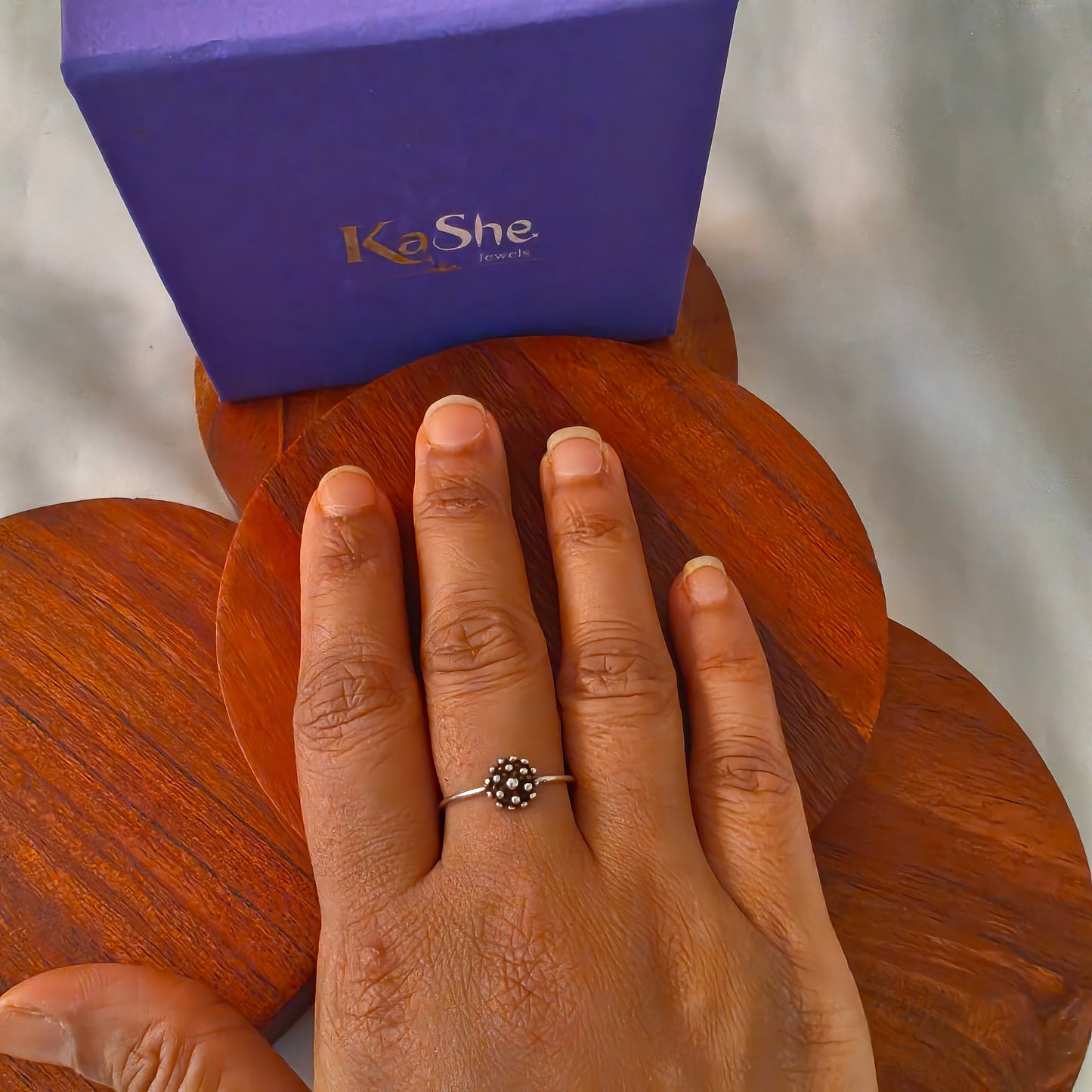 925 Silver Floral Classic Dainty Ring (size 8)