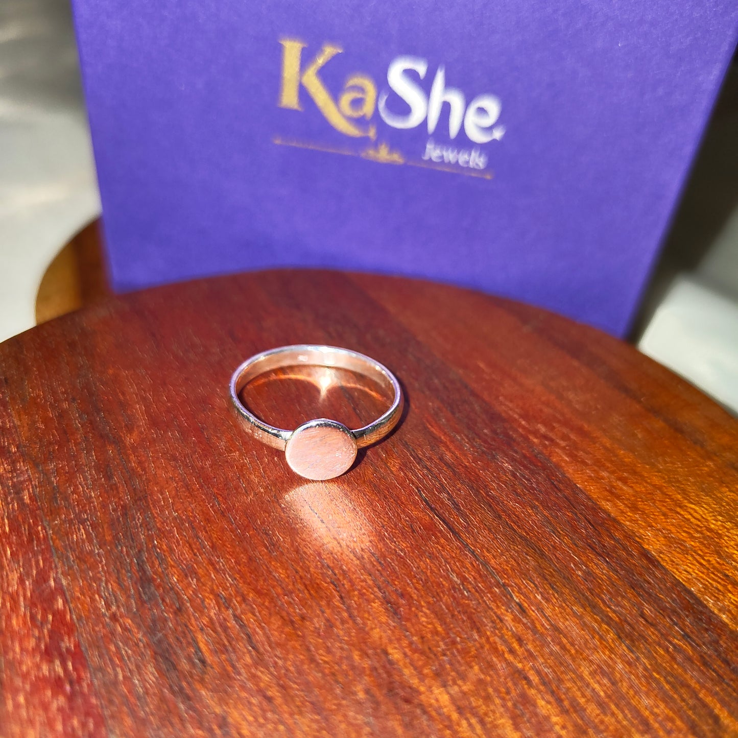 925 Silver Moon Dot Solid Silver Ring Flat Circular Unisex  (size 9)