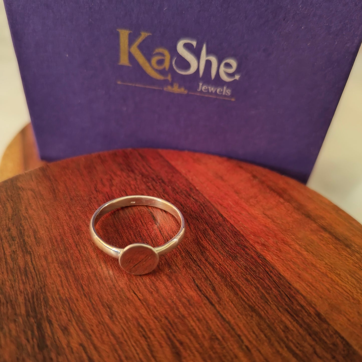 925 Silver Moon Dot Solid Silver Ring Flat Circular Unisex  (size 9)