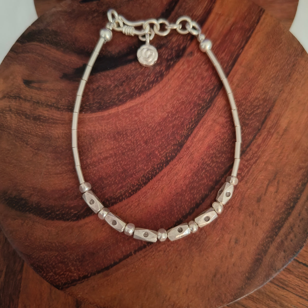 Exquisite 925 Silver Loose Bracelet With Balls Rose Charms Dangler