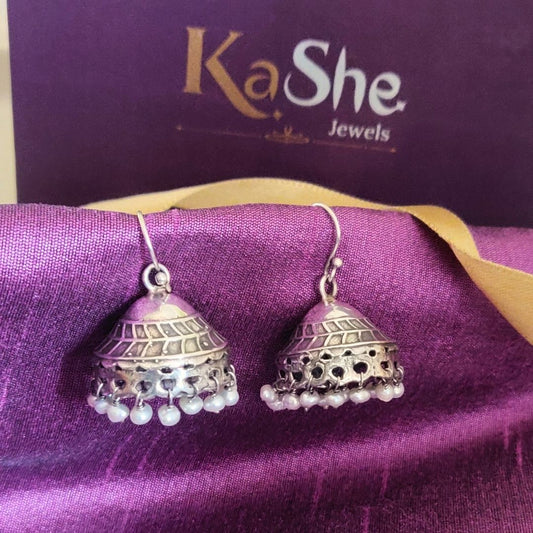925 Silver Hook Jhumka with Pearls