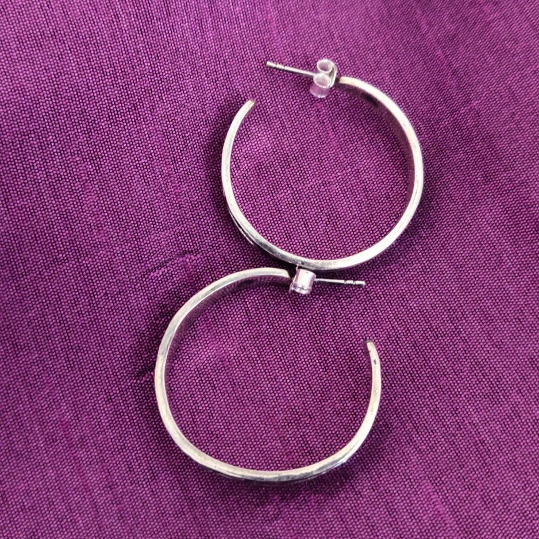 925 Silver Zigzag Open Hoops