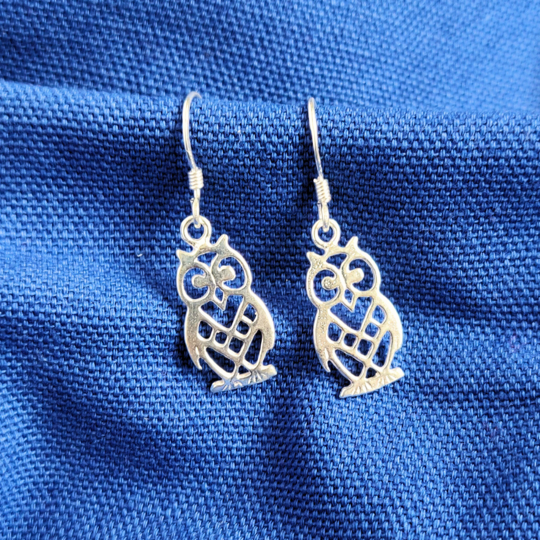 Dainty 925 Silver Jaali Owl Hooks