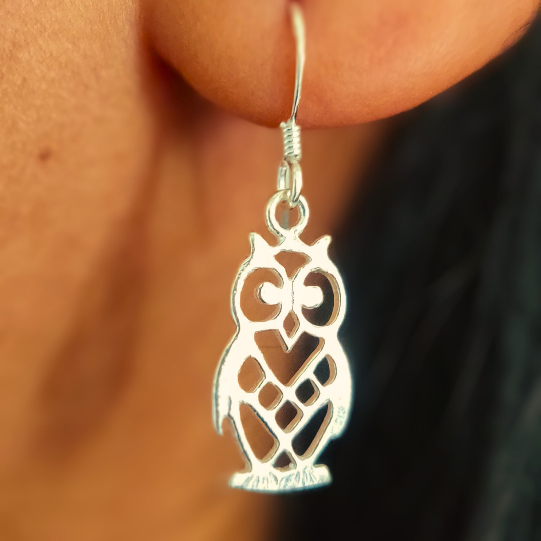 Dainty 925 Silver Jaali Owl Hooks