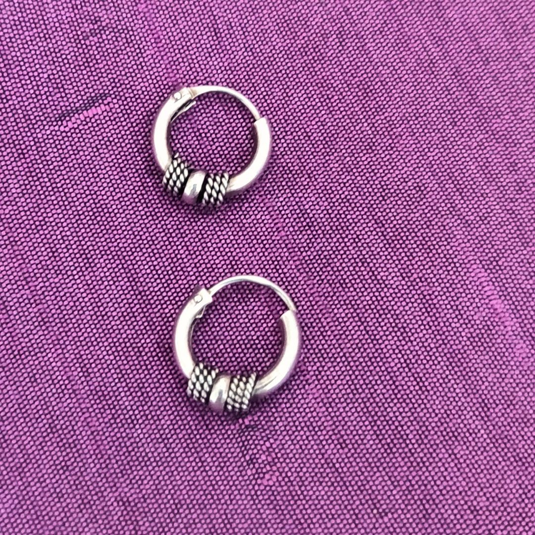 Mini 925 Silver Designer Textured 0 Hoops