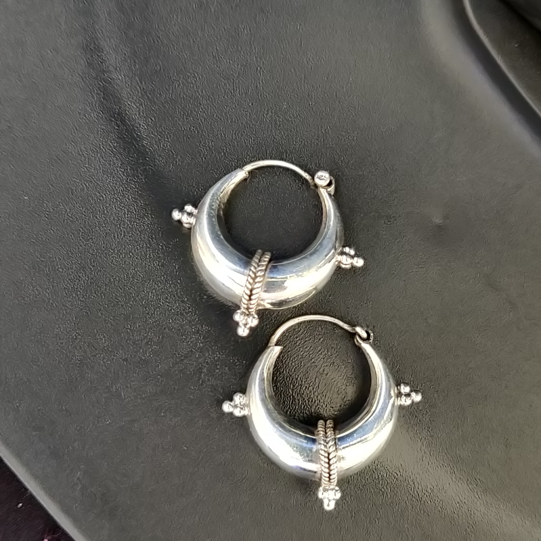 Small 92.5 Silver Crescent Designer Hoops