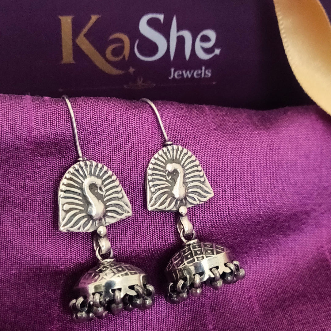 925 Silver Peacock Studs with Jhumka & Danglers