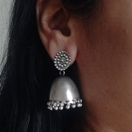 925 Silver Floral Stud with Statement Jhumka & Danglers