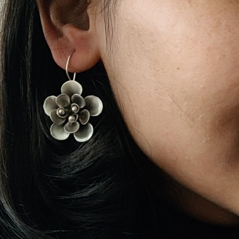 Statement 3D Floral Hibiscus Earring With Hooks