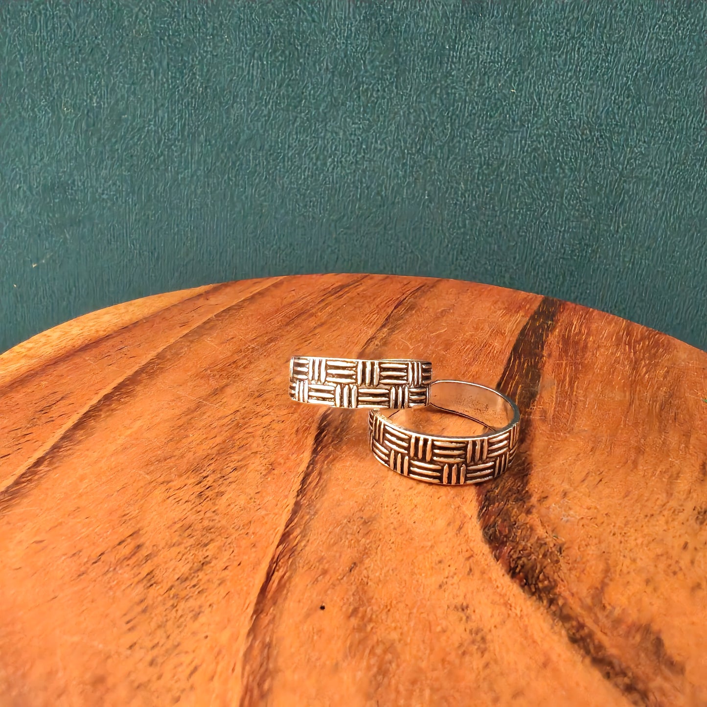 Everyday Intricate Weave Textured Silver Toe Ring